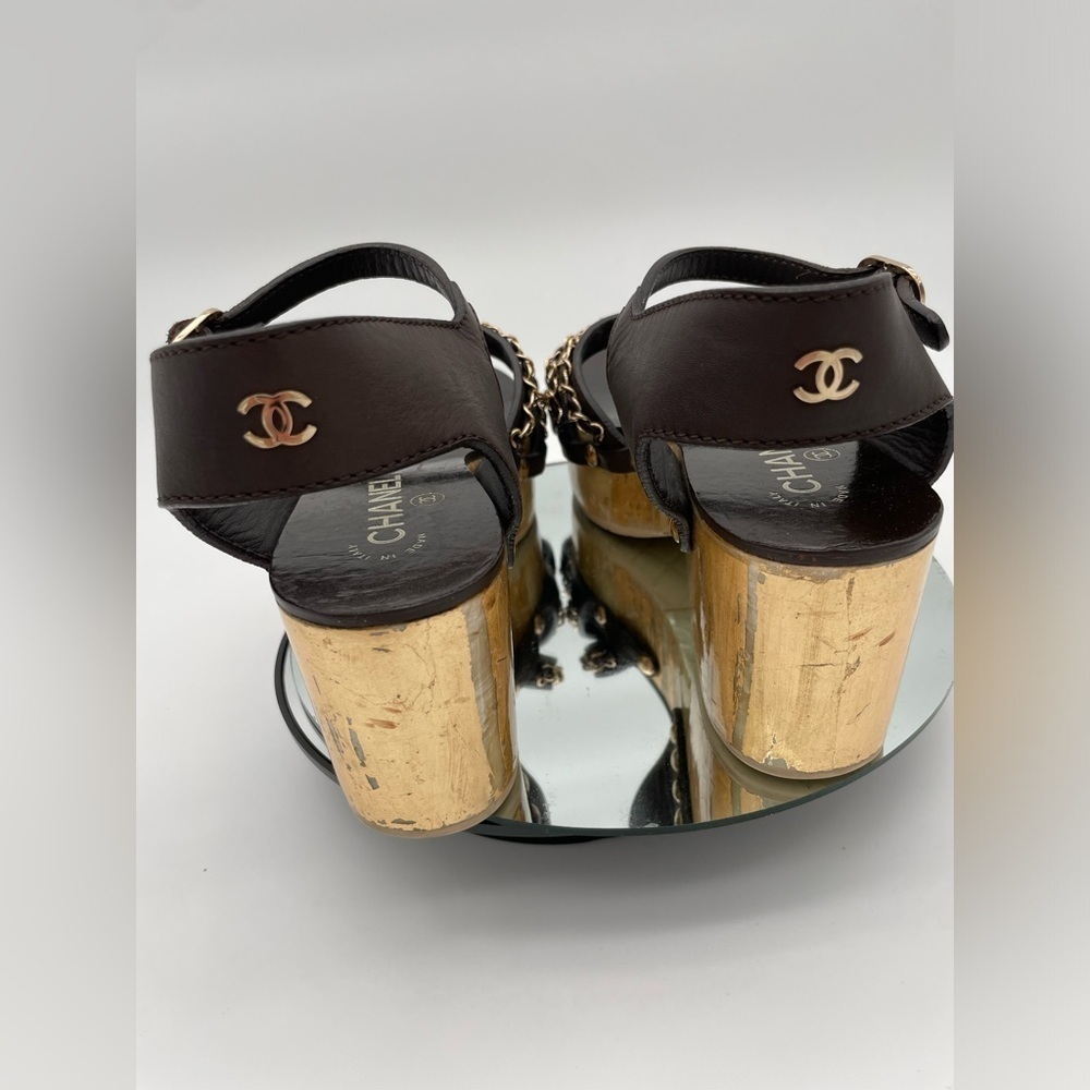 CHANEL chain platform sandals size 39 8 8.5 9 - Picture 4 of 13